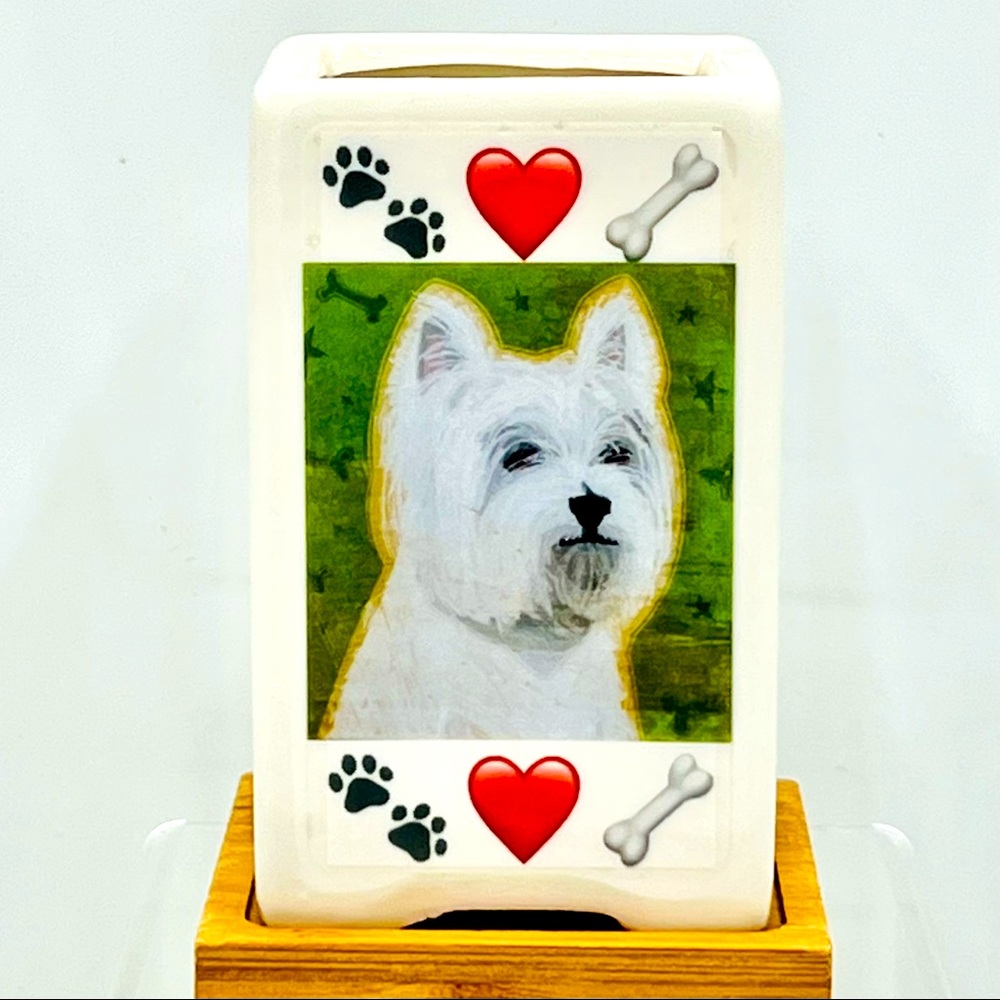 WEST HIGHLAND WHITE TERRIER DOG Art Hand Crafted Home Decor Planter Office Desk
